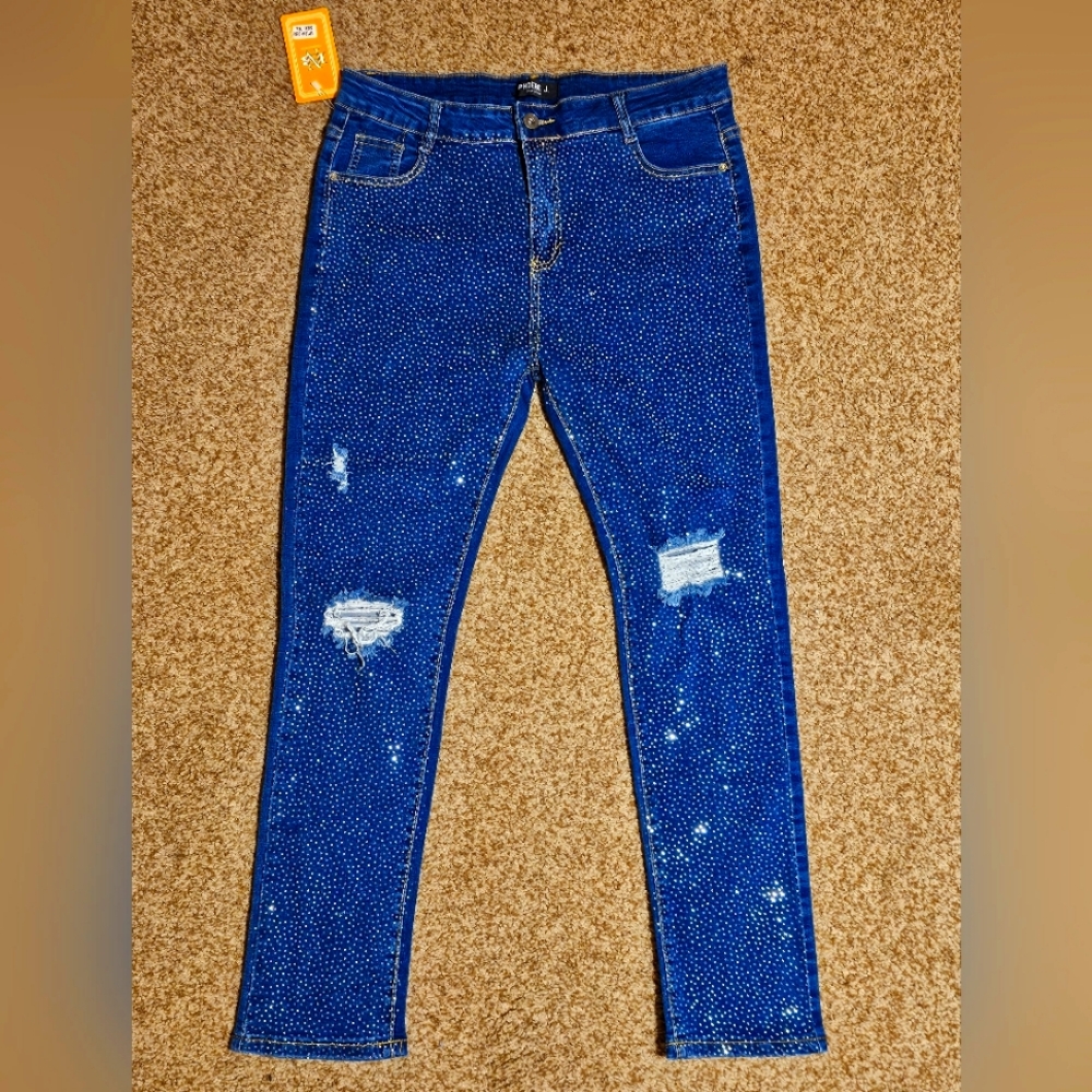 Nwt Womens NB Stretch Bling Distressed Jeans size 10